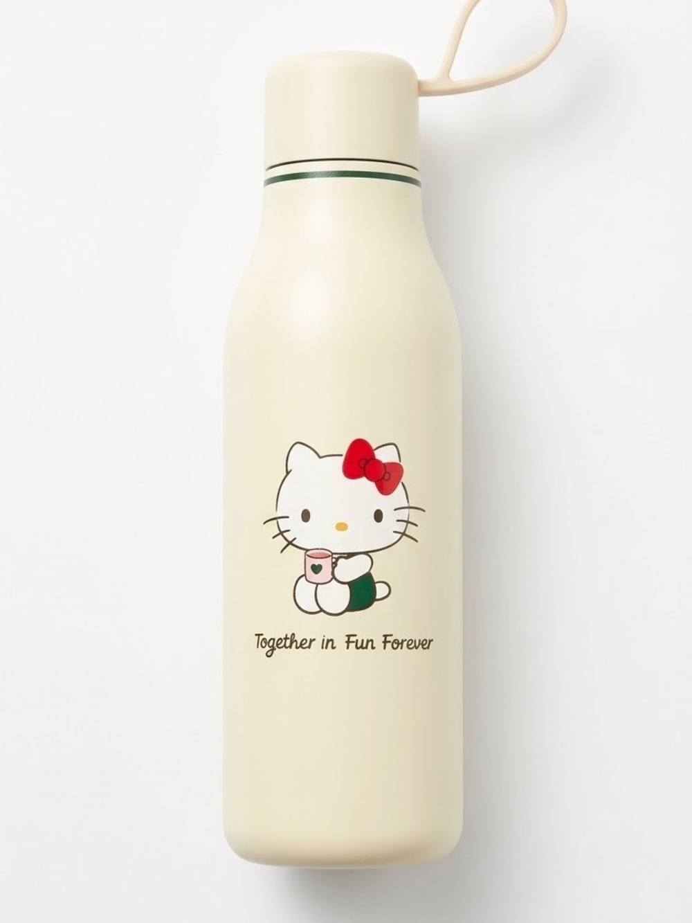Hello Kitty Cream Bottle with Red Bow and Green Accent